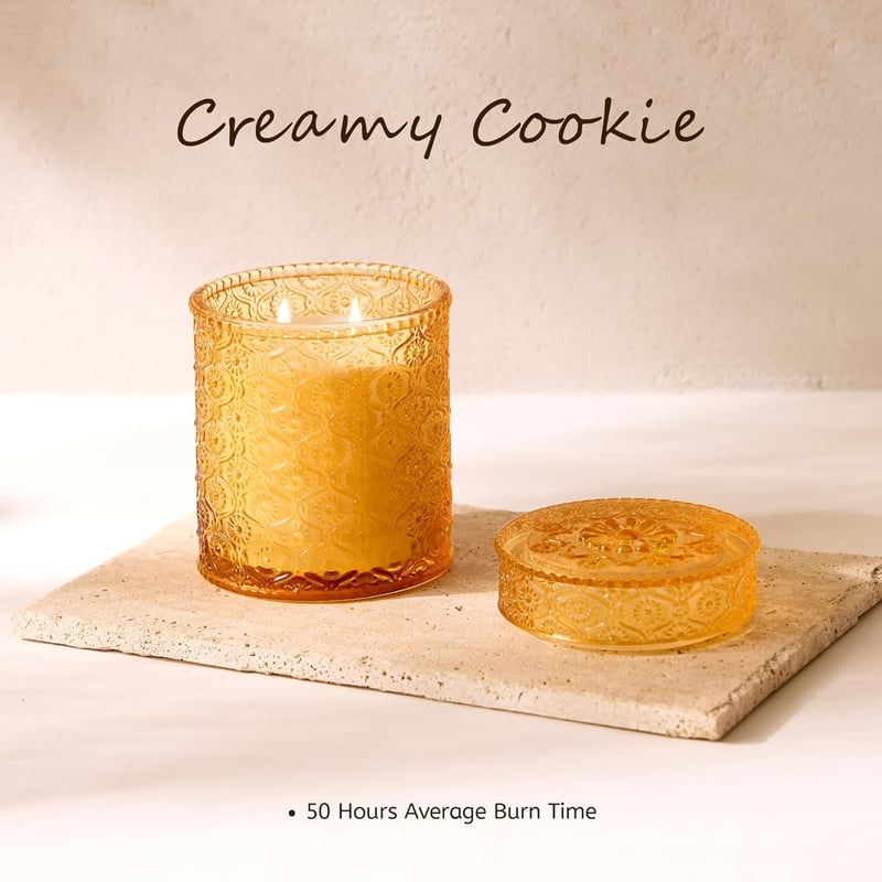 Airkeep Cremiger Keks Duftkerze im Glas, 450g, 50h Brenndauer