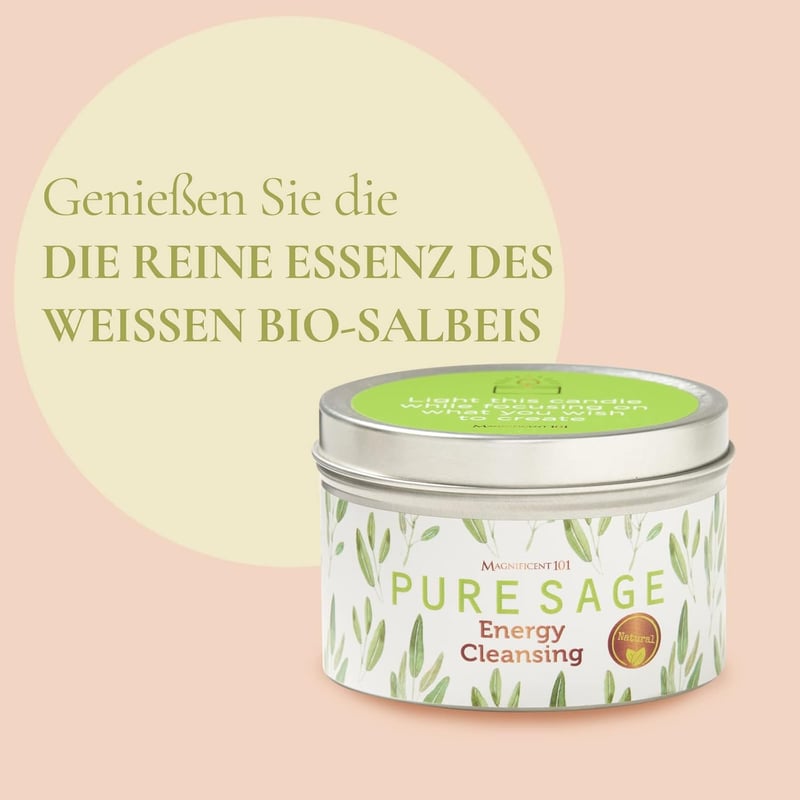 Langlebige Bio-Salbeikerze, 6 Unzen, 35 Std. Brenndauer, paraffinfrei