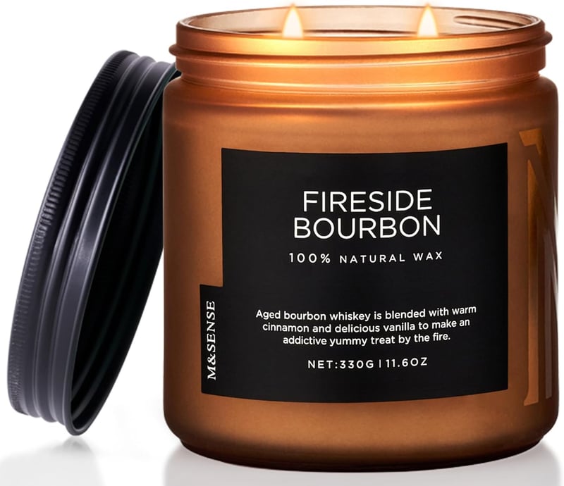 Fireside Bourbon Sojawachskerze 330g – 2-Docht Aromakerze für Herbstdekoration