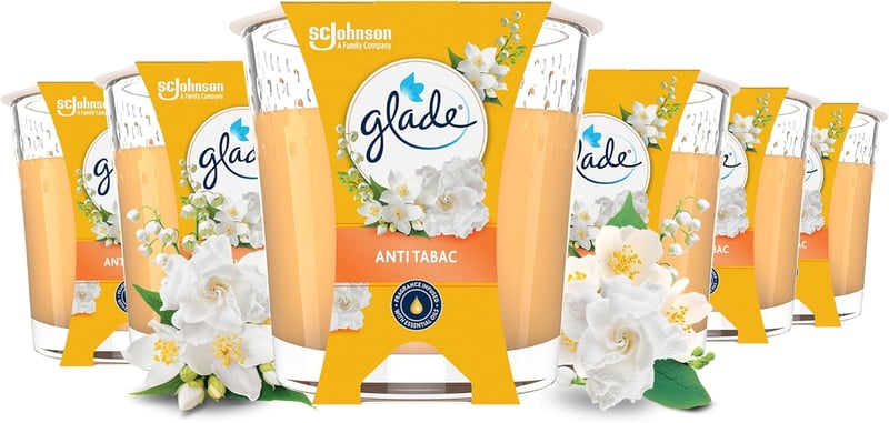 Glade Anti-Tabac Duftkerze im Glas, 6er Pack, 27 Std. Brenndauer