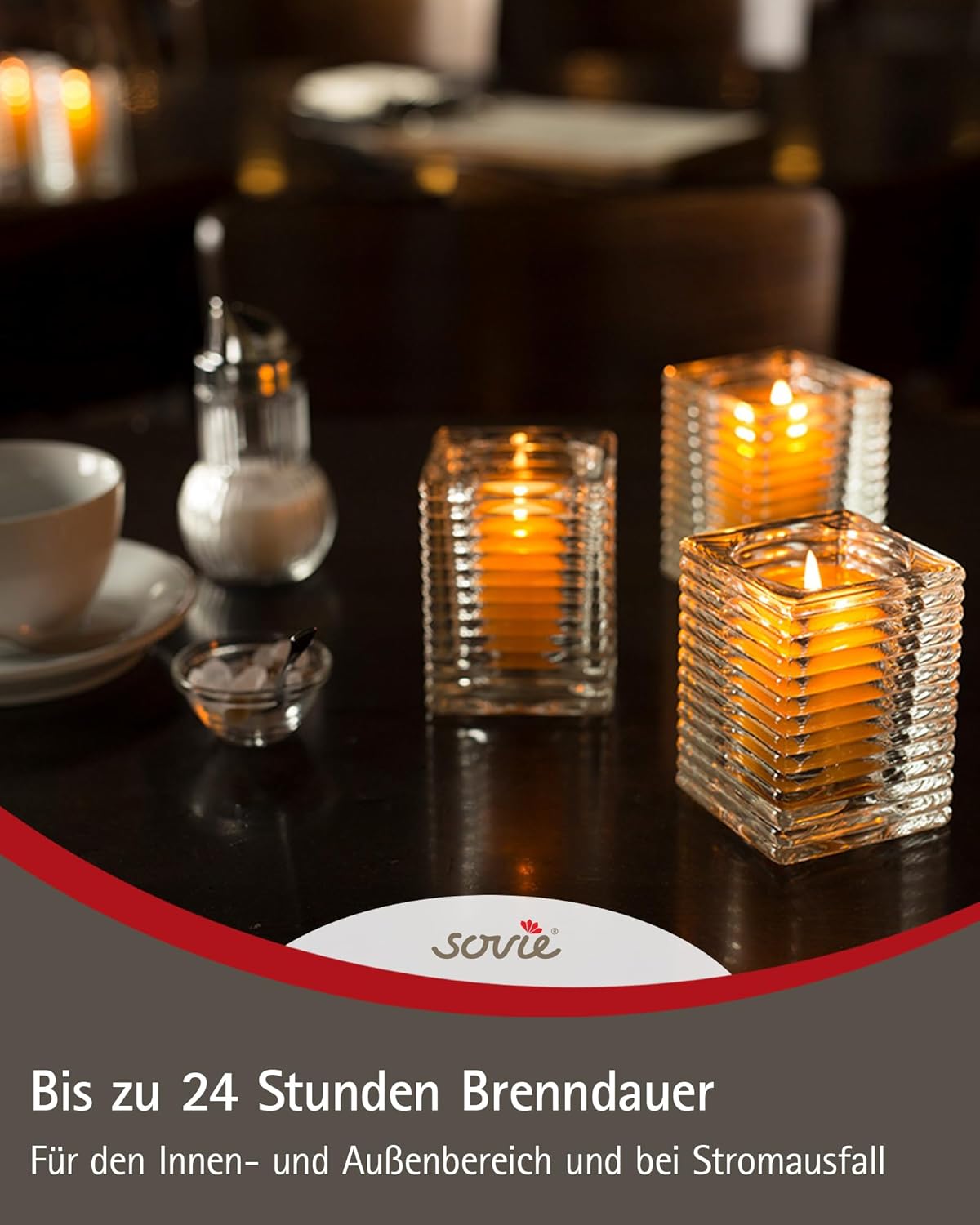 Sovie Refill Kerzen klar (24 Stück) für Innen- und Außendekoration