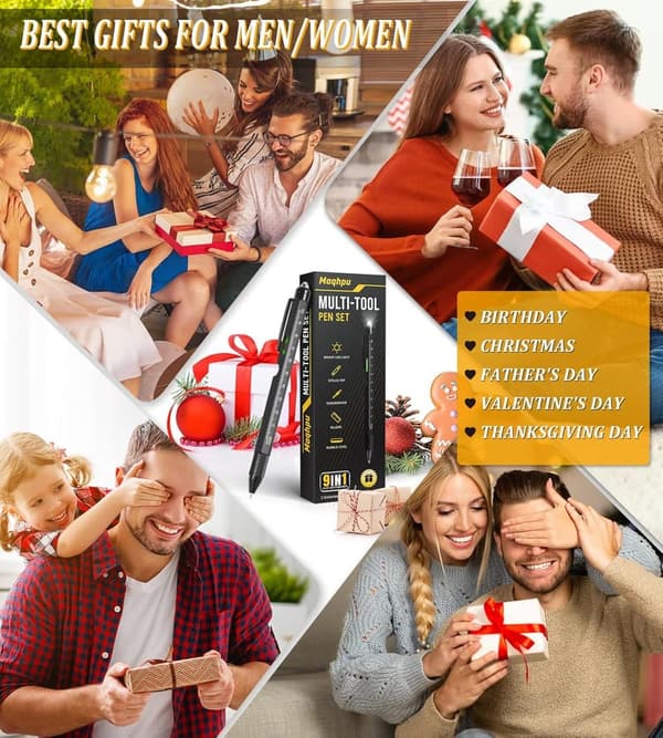 Multifunktions Kugelschreiber für Papa zum Vatertag, 9-in-1 Geschenk
