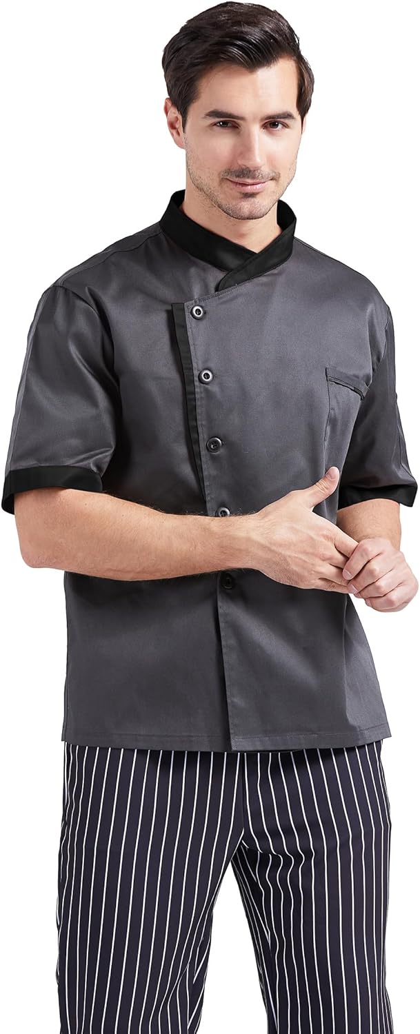 Atmungsaktive Baumwoll-Kochjacke für Herren und Damen, Langarm/Kurzarm