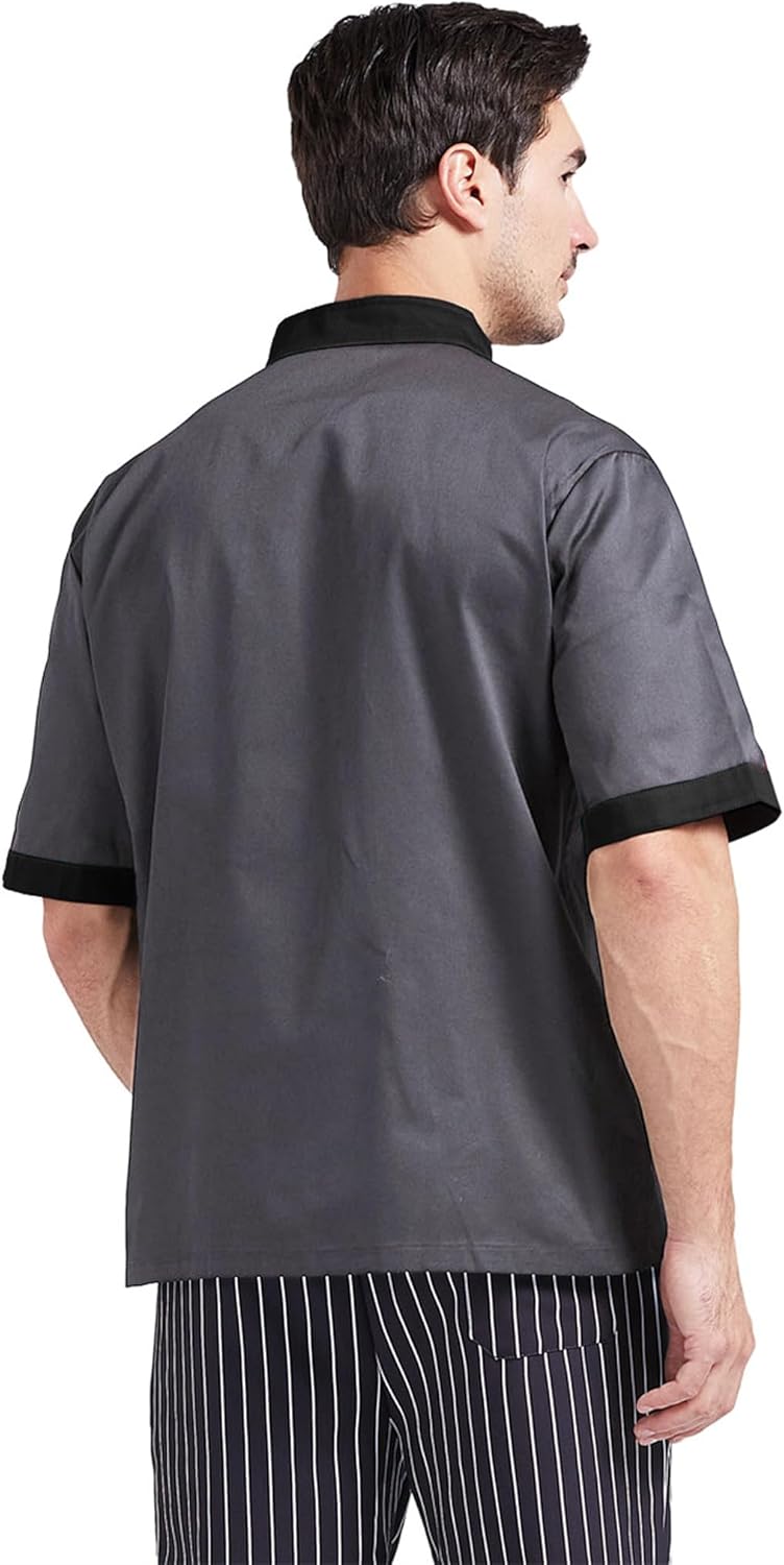 Atmungsaktive Baumwoll-Kochjacke für Herren und Damen, Langarm/Kurzarm