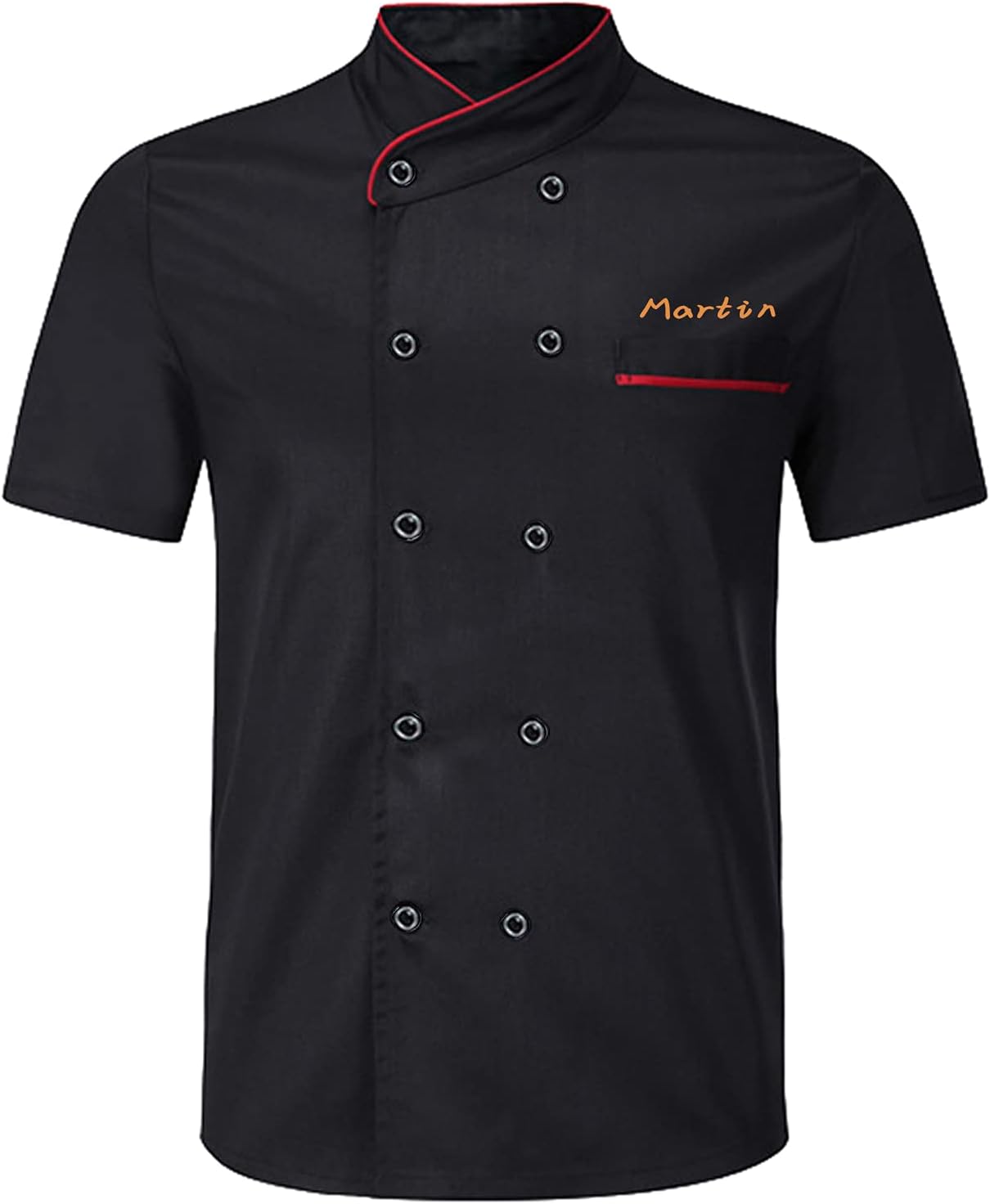 Kochjacke Kurzarm für Herren und Frauen, schwarz-weiß, Chef Uniform