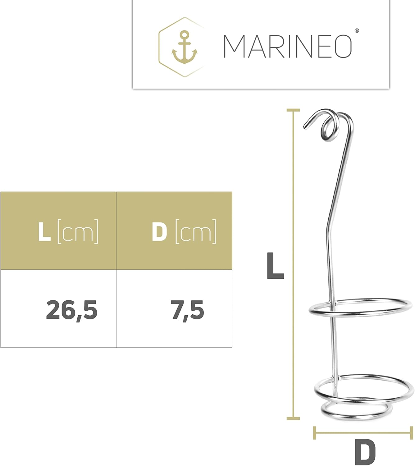 Edelstahl Getränkehalter für Boot und Garten - 26,5 x 7,5 cm
