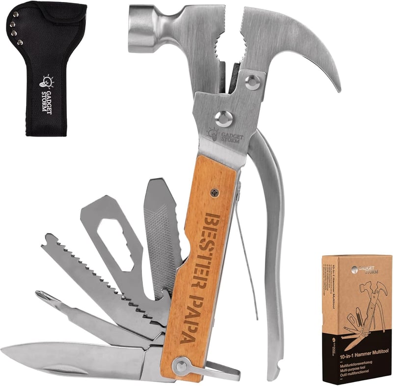 Vatertagsgeschenk: 10-teiliges Multitool aus Edelstahl mit Gravur