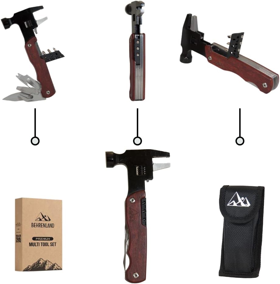 12-in-1 Multitool mit Rosenholzgriff für Männer - Vatertagsgeschenk