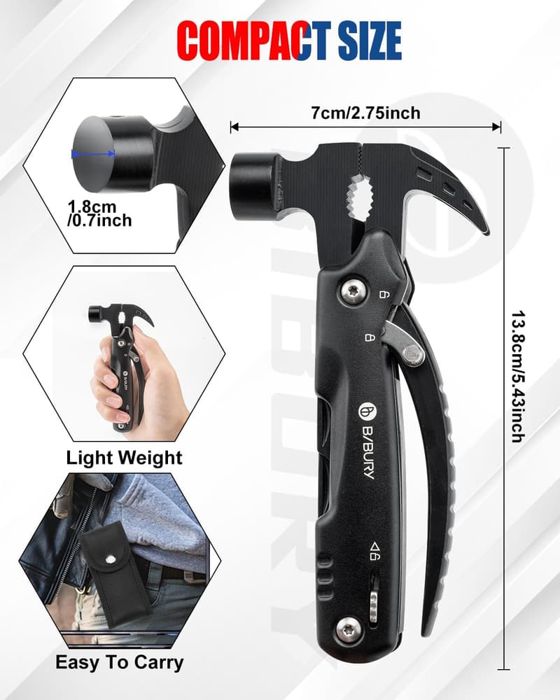 Multitool Hammer 12-in-1 für Männer – ideales Geschenke für Papa und Ehemann