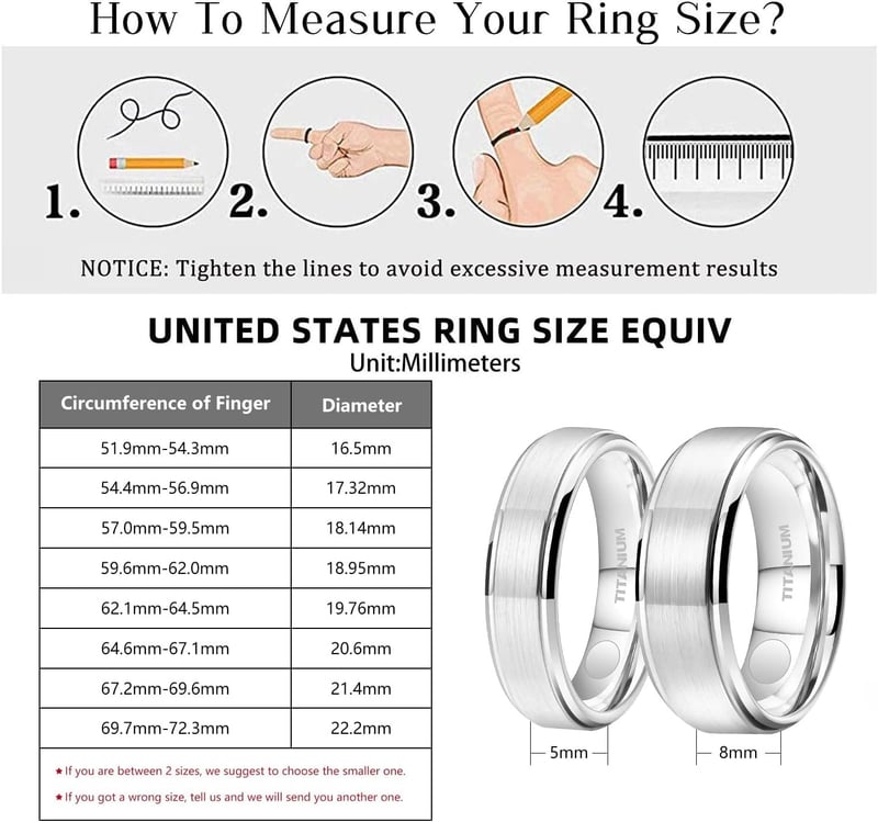 Therapeutischer Magnetring für Herren und Damen, polierter Titanring (3500 Gauss)