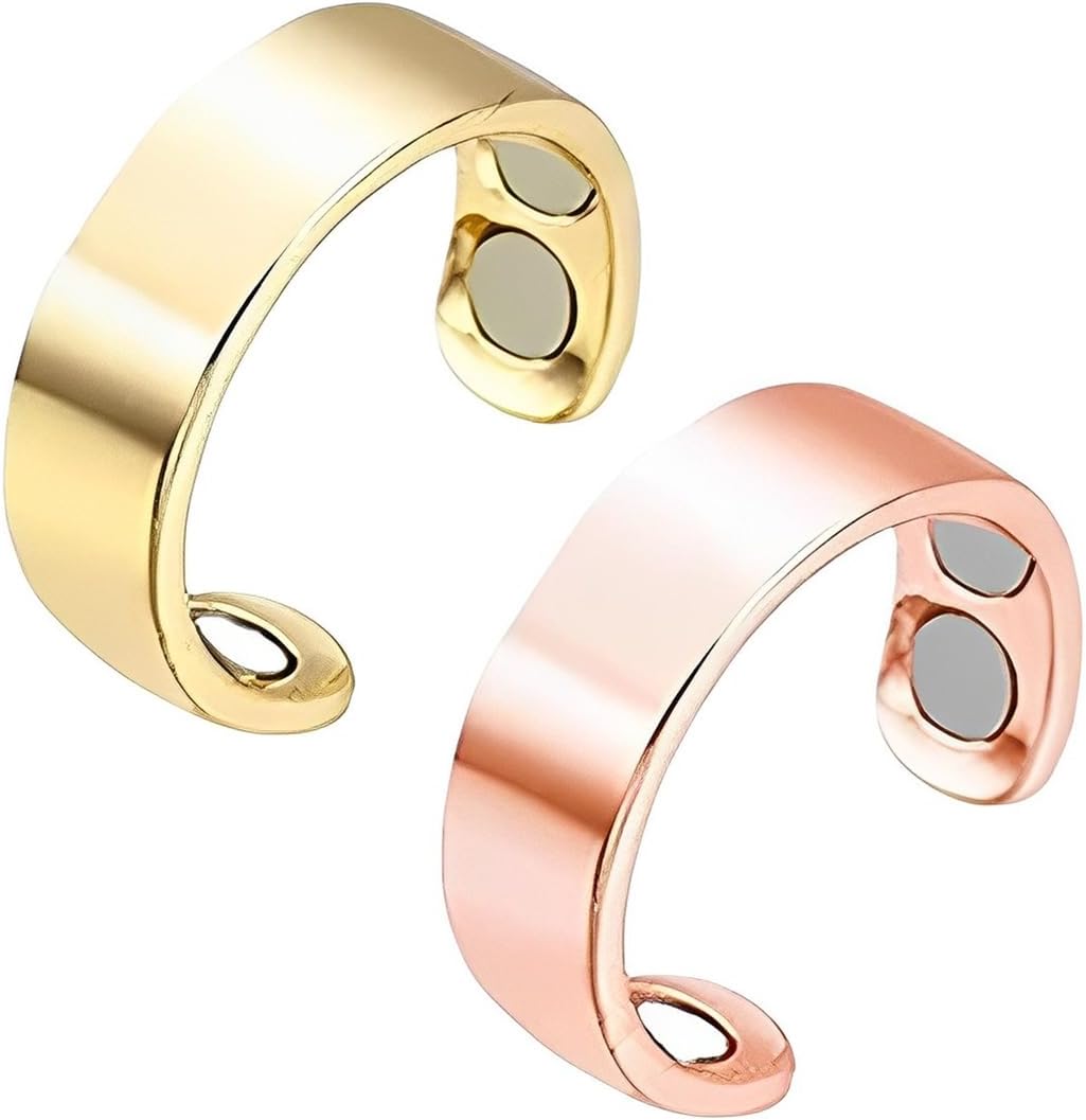 Verstellbare Magnetringe für Frauen mit 4 starken Magneten (Gold+Rose)