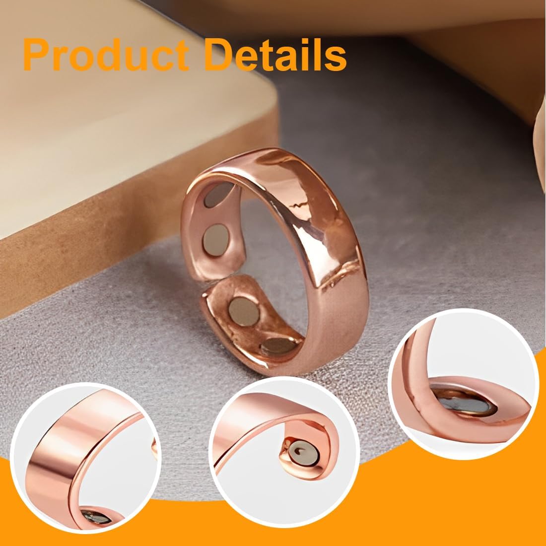 Verstellbare Magnetringe für Frauen mit 4 starken Magneten (Gold+Rose)