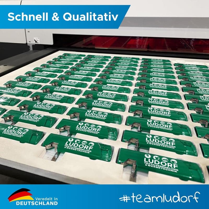 50 personalisierte gelbe Feuerzeuge mit Flaschenöffner – Ideal für Promotion und Events
