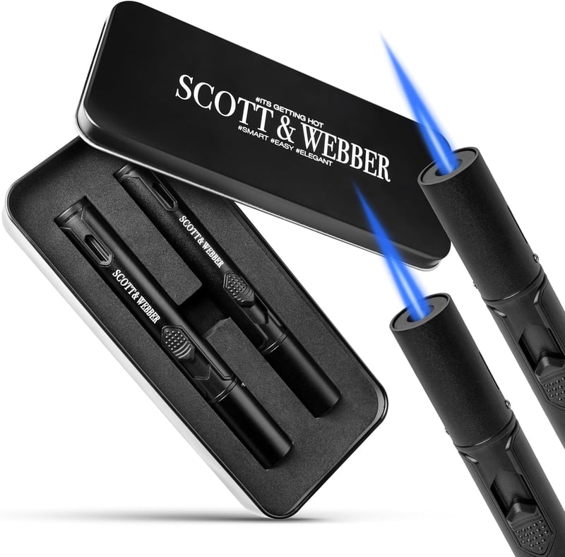 Scott & Webber® Sturmfeuerzeug mit Jetflamme - 2er Set in edler Geschenkverpackung
