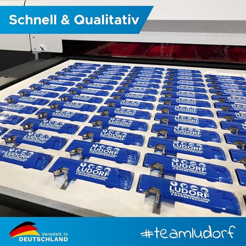 50 personalisierte weiße Feuerzeuge mit Flaschenöffner - perfekt für Events & Promotion
