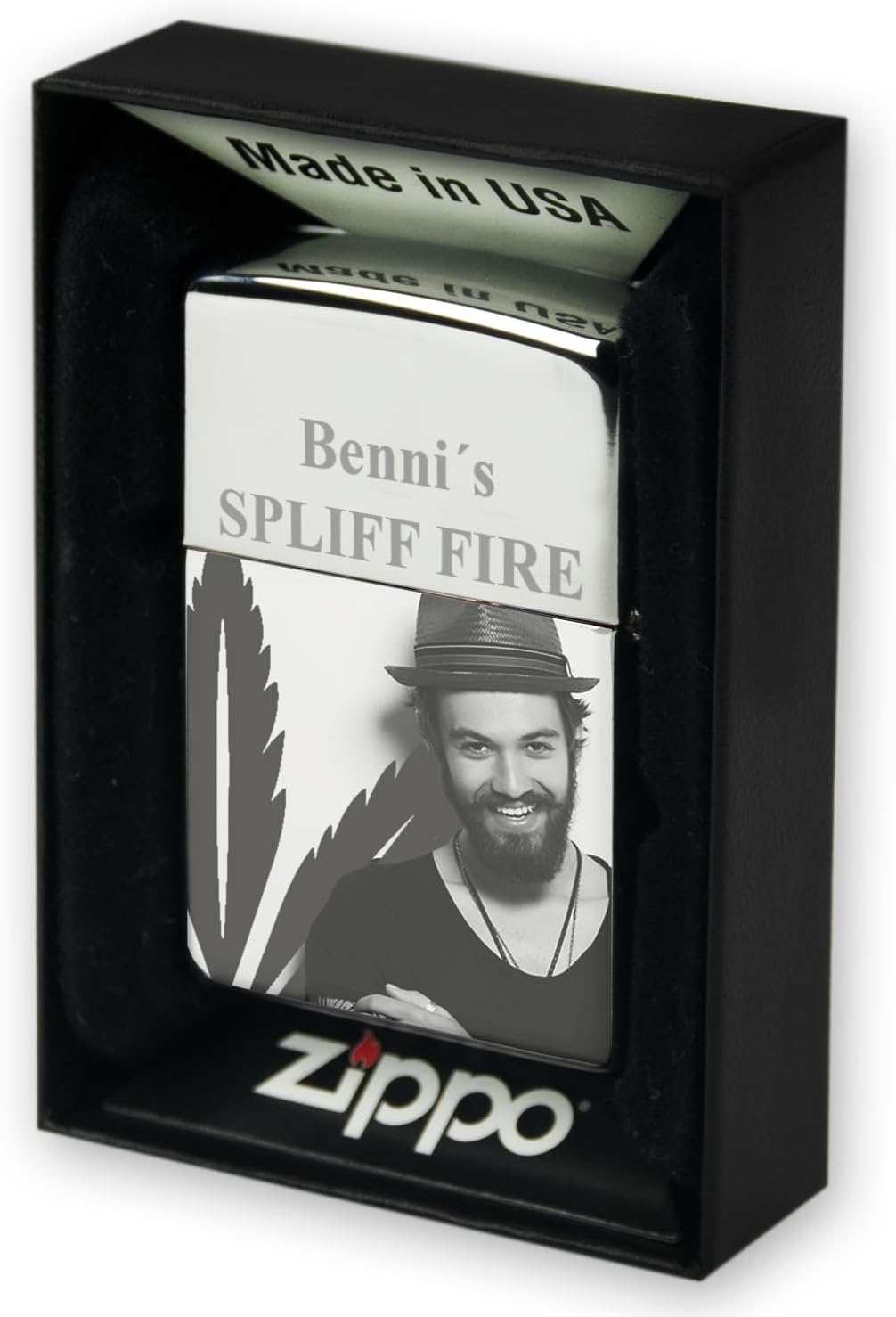 Personalisiertes Zippo-Sturmfeuerzeug mit Foto und Gravur für Väter