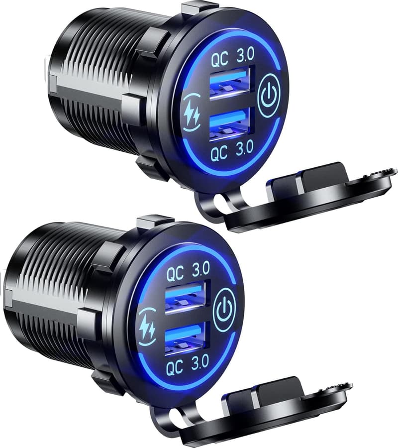 USB Schnelllade-Steckdose 12V/24V für Motorrad und Boot, wasserdicht