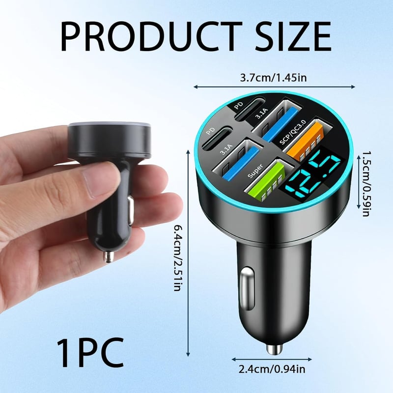 USB Auto Ladegerät mit 6 Anschlüssen und 3.1A Schnellladung