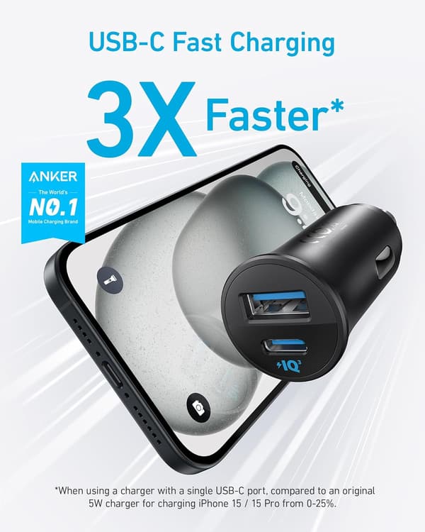 Anker 30W USB-C Kfz-Ladegerät für iPhone und Samsung Galaxy