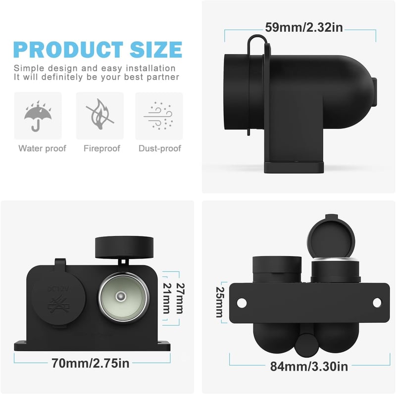 Wasserdichter Kfz-Zigarettenanzünder-Adapter 12V/24V (2 Stück)