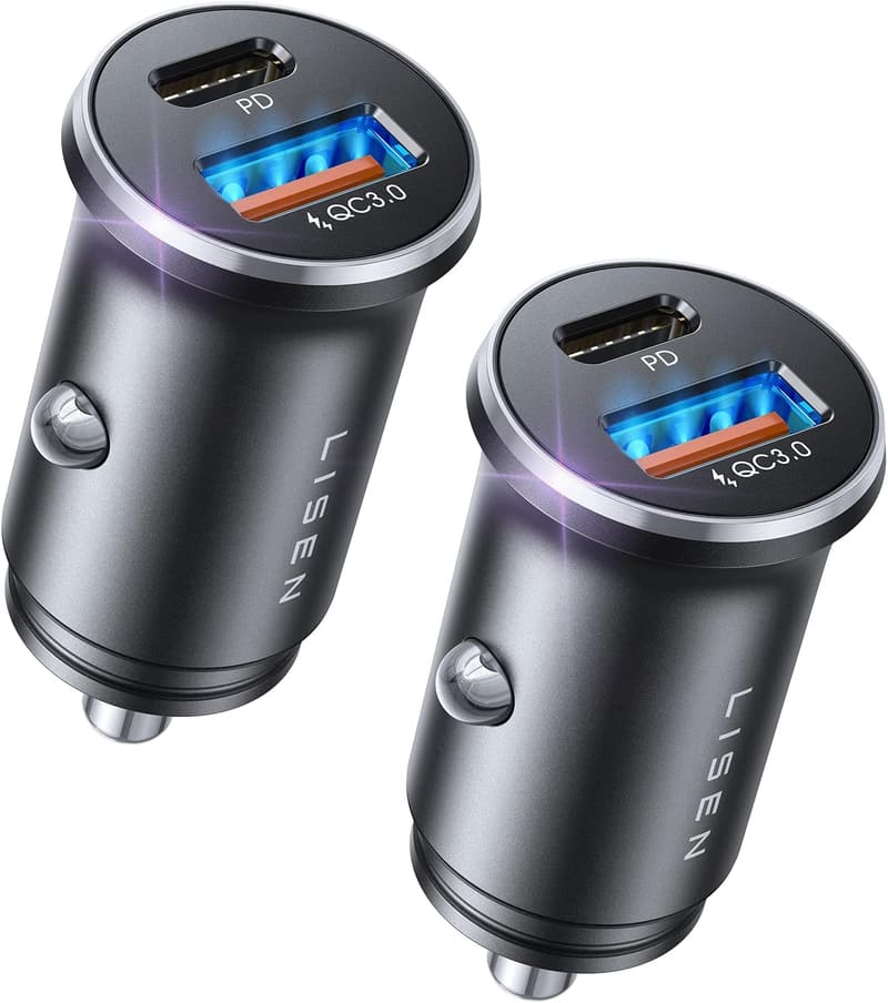 LISEN 2-Pack Metall USB C KFZ Ladegerät 54W - Schnelles Aufladen