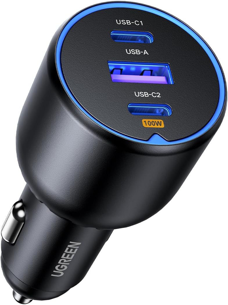 UGREEN USB-C 130W Kfz-Ladegerät mit 3 Ports für MacBook und Smartphones