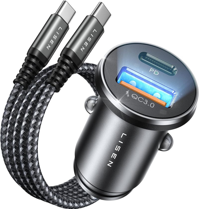 54W USB C KFZ Ladegerät mit 60W Kabel für iPhone und Samsung
