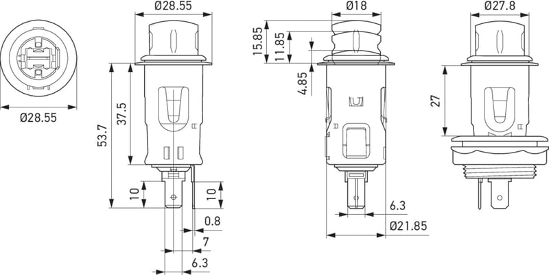 HELLA Zigarettenanzünder 24V mit Flachstecker - Einbau - rot