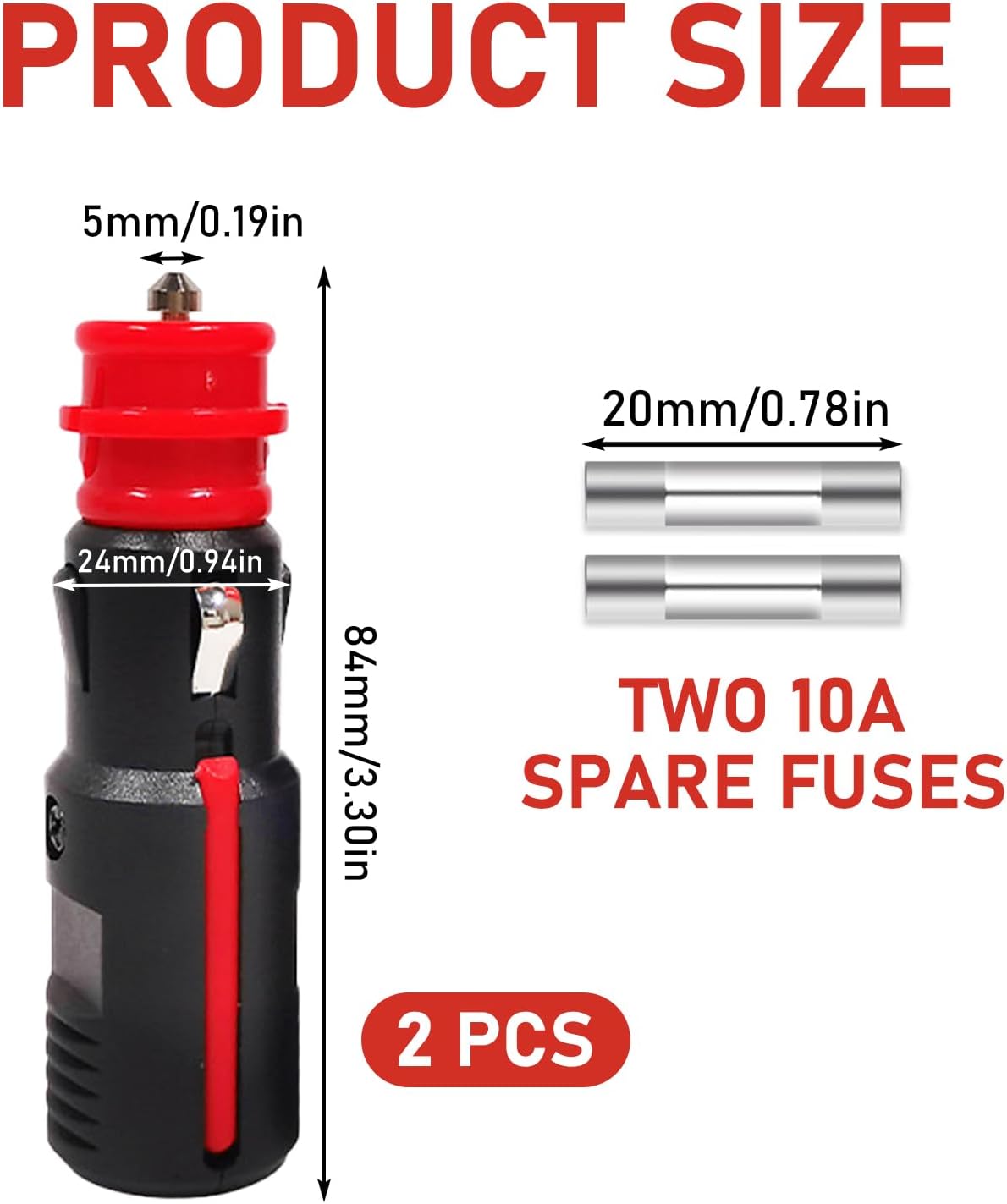 YSOOUA 12V Universal-Zigarettenanzünder mit 8A/10A Sicherung, 2er Set