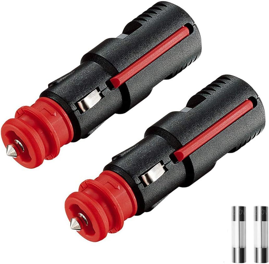 12V Universal Zigarettenanzünder Stecker für Auto und LKW mit 10A Sicherung (2 Stück)
