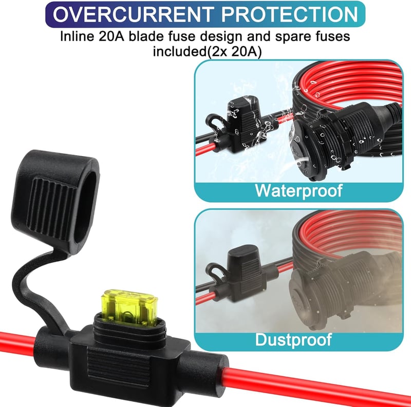 Wasserdichtes 12/24 V Zigarettenanzünder-Ersatzkabel, 3 m