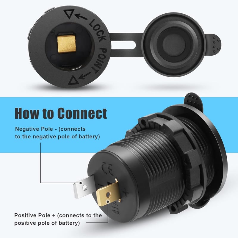 Wasserdichter 12V-24V Zigarettenanzünder Adapter für Auto und Boot