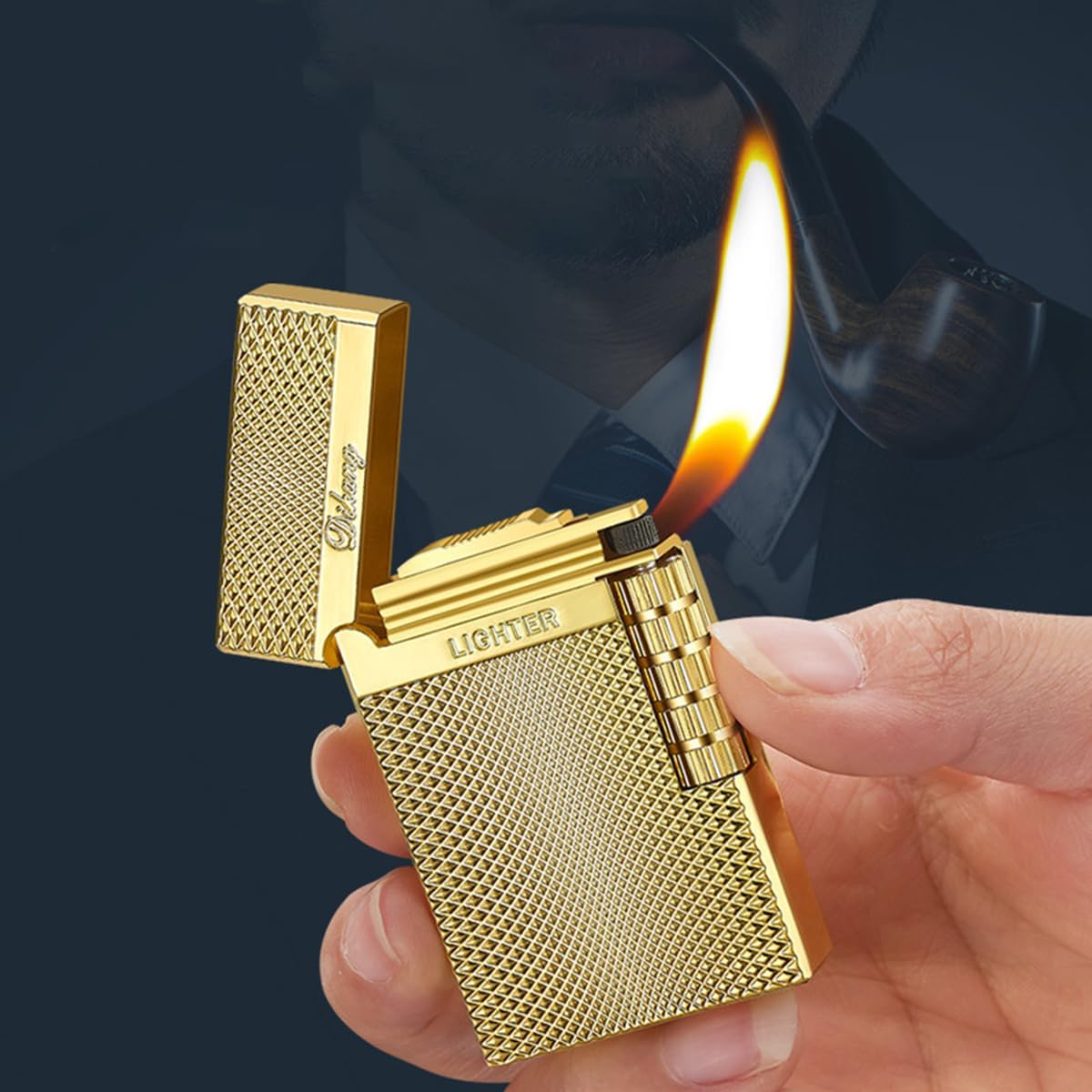 Wiederaufladbares Jet-Feuerzeug für Männer – Winddicht, verstellbar, in Geschenkbox (Silber)