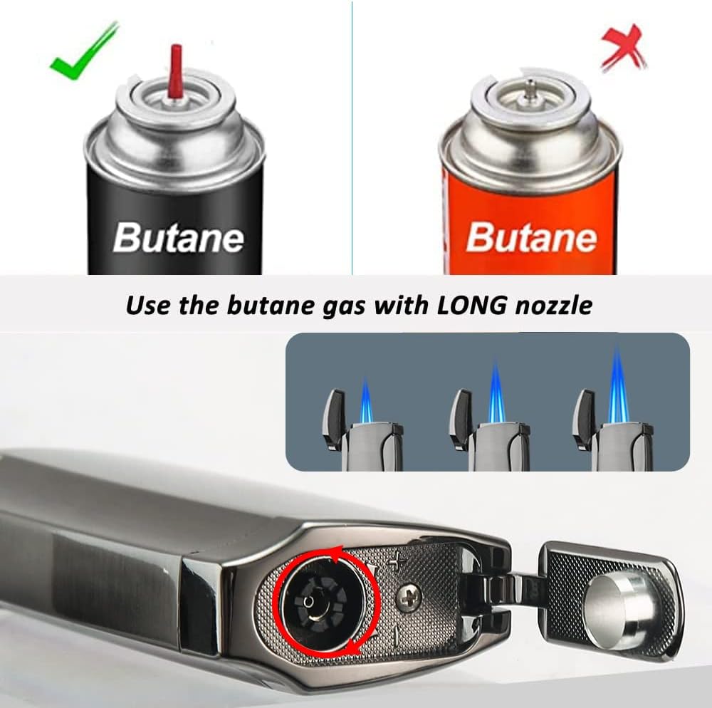 Double Jet Flame Feuerzeug in Schwarz Nickel