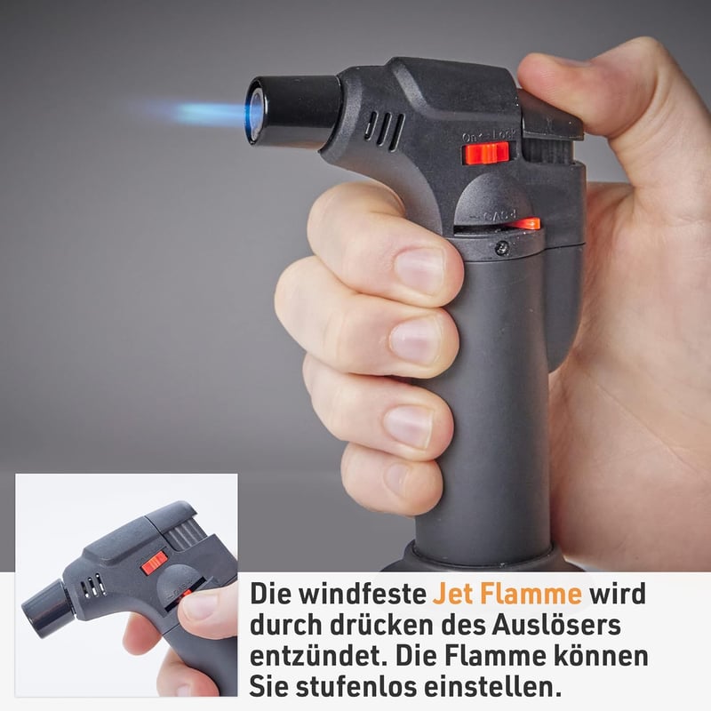 Nachfüllbares Sturmfeuerzeug mit Jetflamme – 4er Set