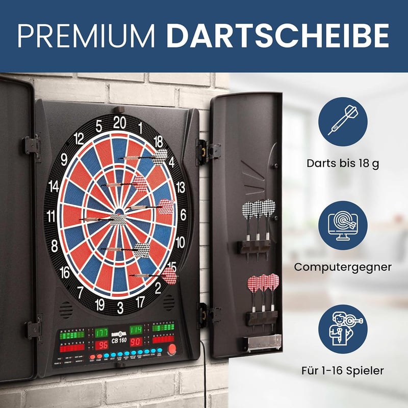 Turnierspiel Dartscheibe elektronisch mit 33 Spielen, Größe CB160