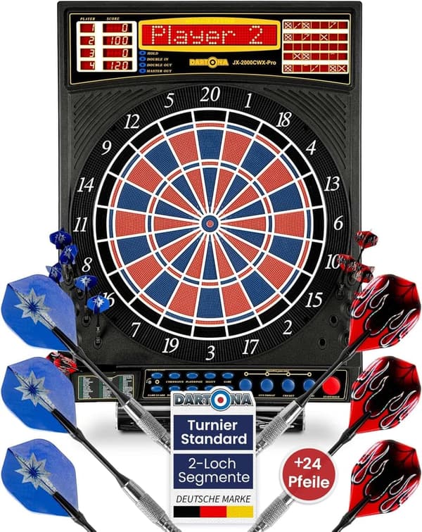 Elektronische Dartscheibe Dartona JX2000 – Turnierscheibe mit 41 Spielen
