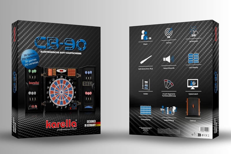 Dartautomat Karella CB-90 mit 38 Spielen, elektronische Dartscheibe