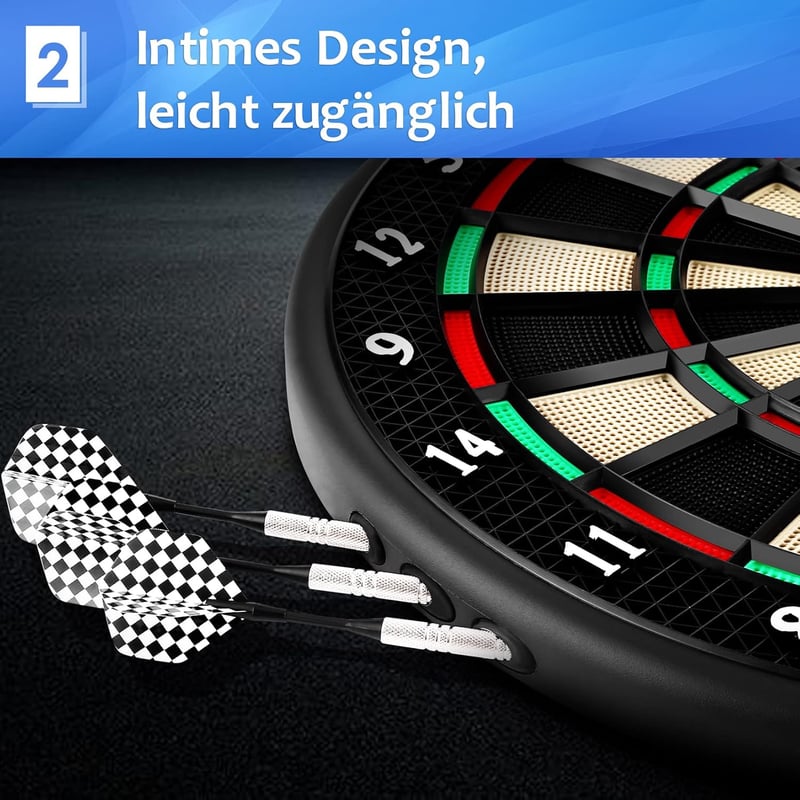 E-Dartboard mit 4 LCD-Anzeigen und 27 Spielen für 16 Spieler