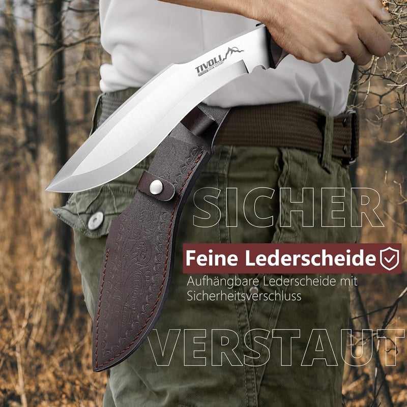 TIVOLI Jagdmesser aus D2 Stahl mit Scheide - Geschenk für Männer
