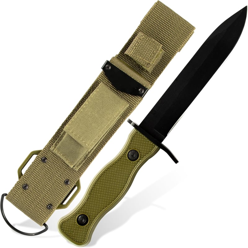 KOSxBO® Militär Kampfmesser 26,5 cm mit Schleifstein – grünes Outdoor-Messer