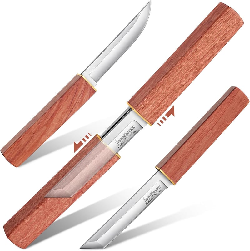 Outdoor Doppelmesser aus D2 Stahl für Männer – Japanisches Tanto Survivalmesser