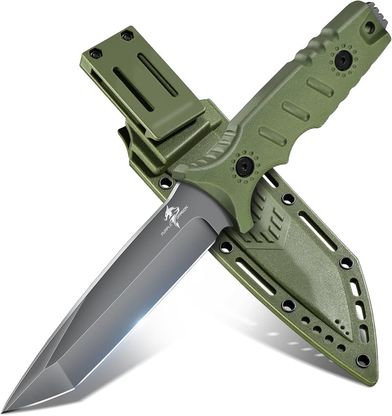 Outdoorsurvival-Messer aus D2 Stahl mit Kydex-Scheide und G10-Griff