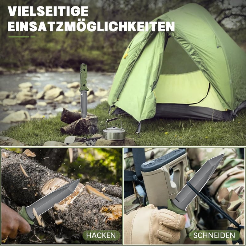 Outdoorsurvival-Messer aus D2 Stahl mit Kydex-Scheide und G10-Griff