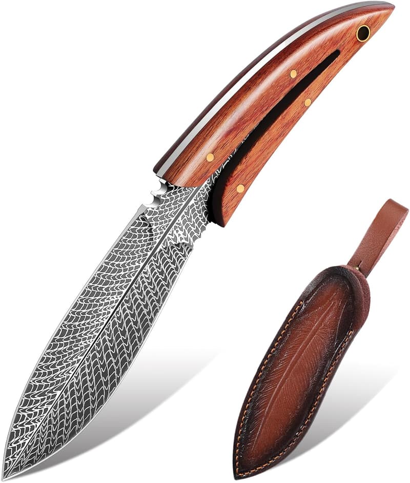 Survival Jagdmesser mit Full Tang und Lederscheide für Outdoor-Abenteuer