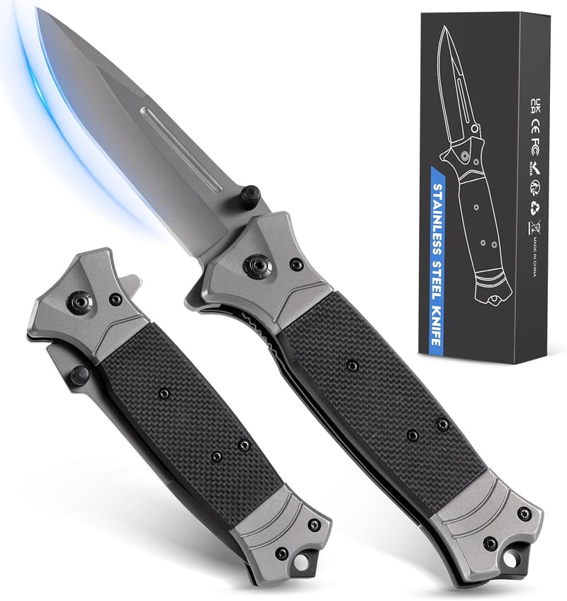 Rolgno EDC Taschenmesser aus 3Cr13 Edelstahl mit Glasbrecher für Männer