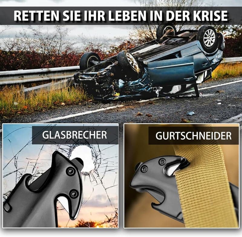 NedFoss FA48 Einhand-Taschenmesser mit Gurtschneider und Glasbrecher