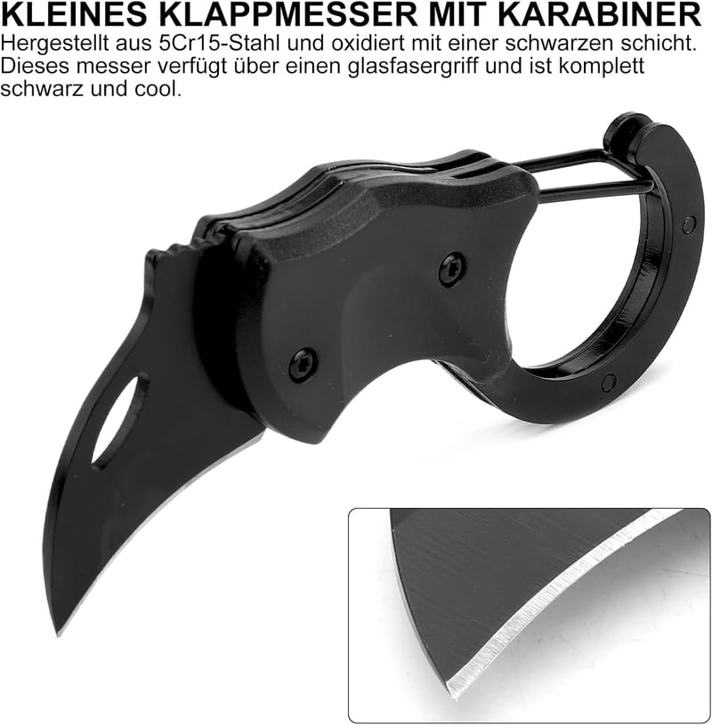 Schwarzes Mini-Klappmesser mit Karabiner – EDC Geschenke für Männer
