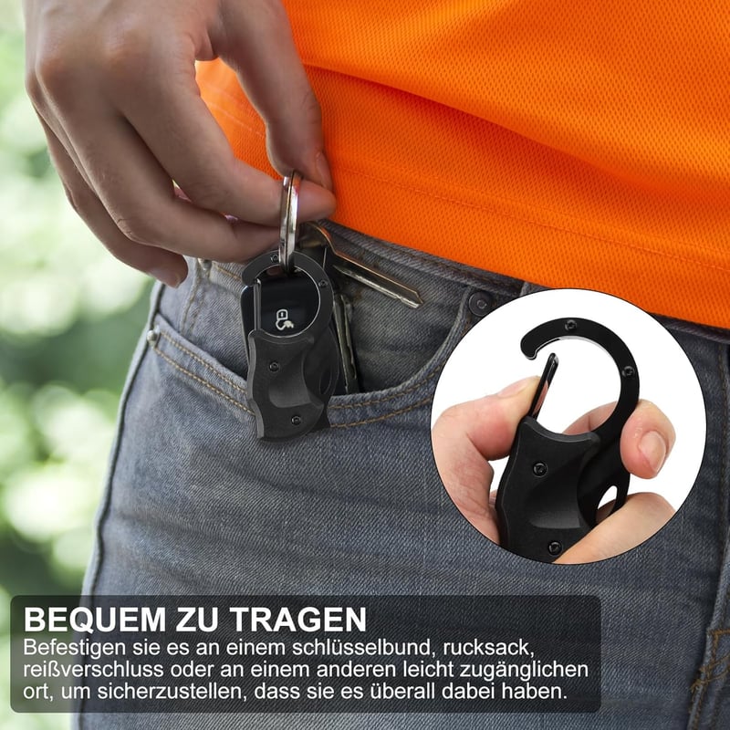 Schwarzes Mini-Klappmesser mit Karabiner – EDC Geschenke für Männer
