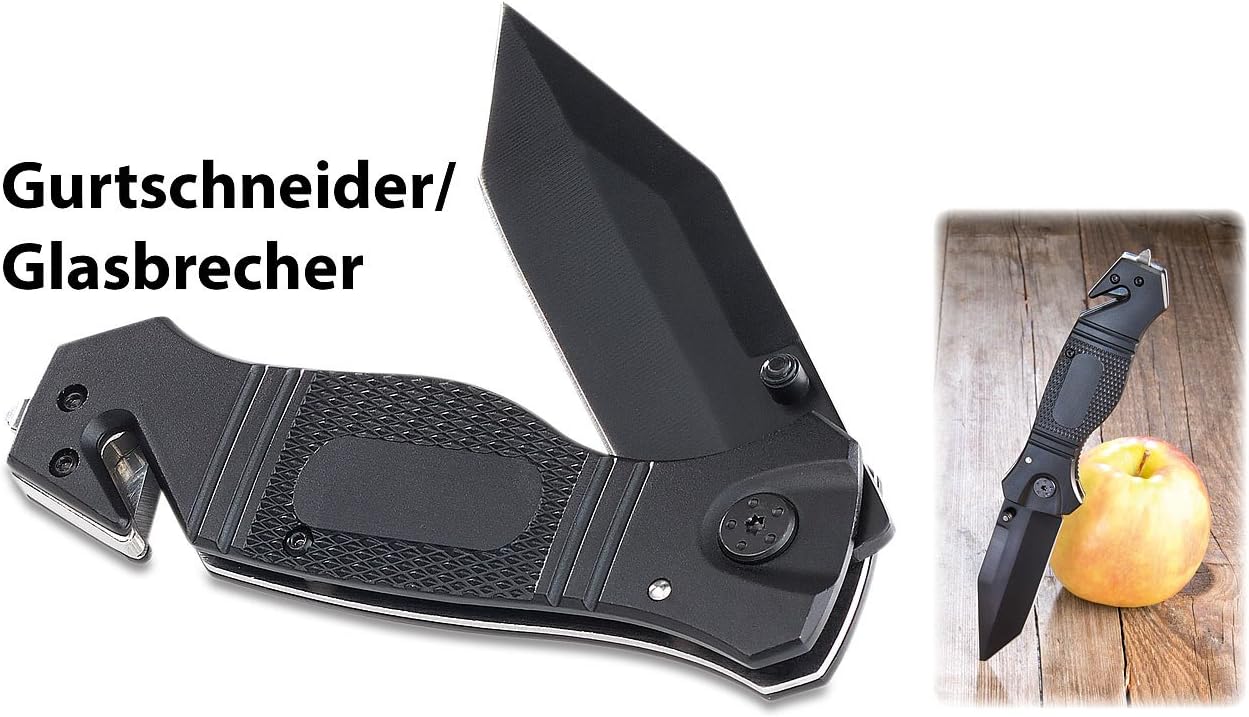 Semptec Klappmesser mit Gurtschneider und Glasbrecher aus Edelstahl